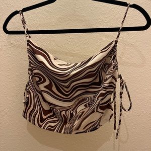 brown printed bershka top